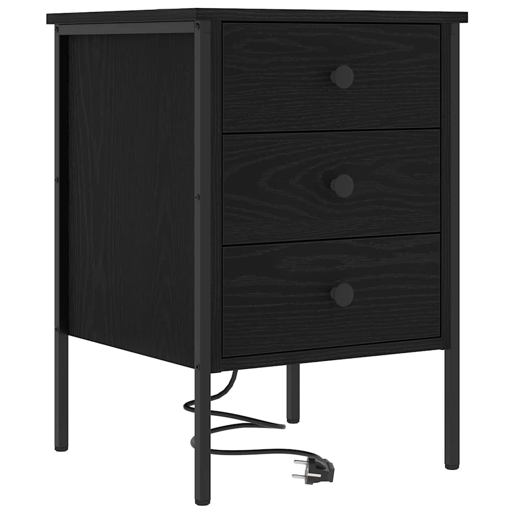 Armadio da Notte Rovere Nero 42 x 41 x 61 cm Legno multistrato | homemem39