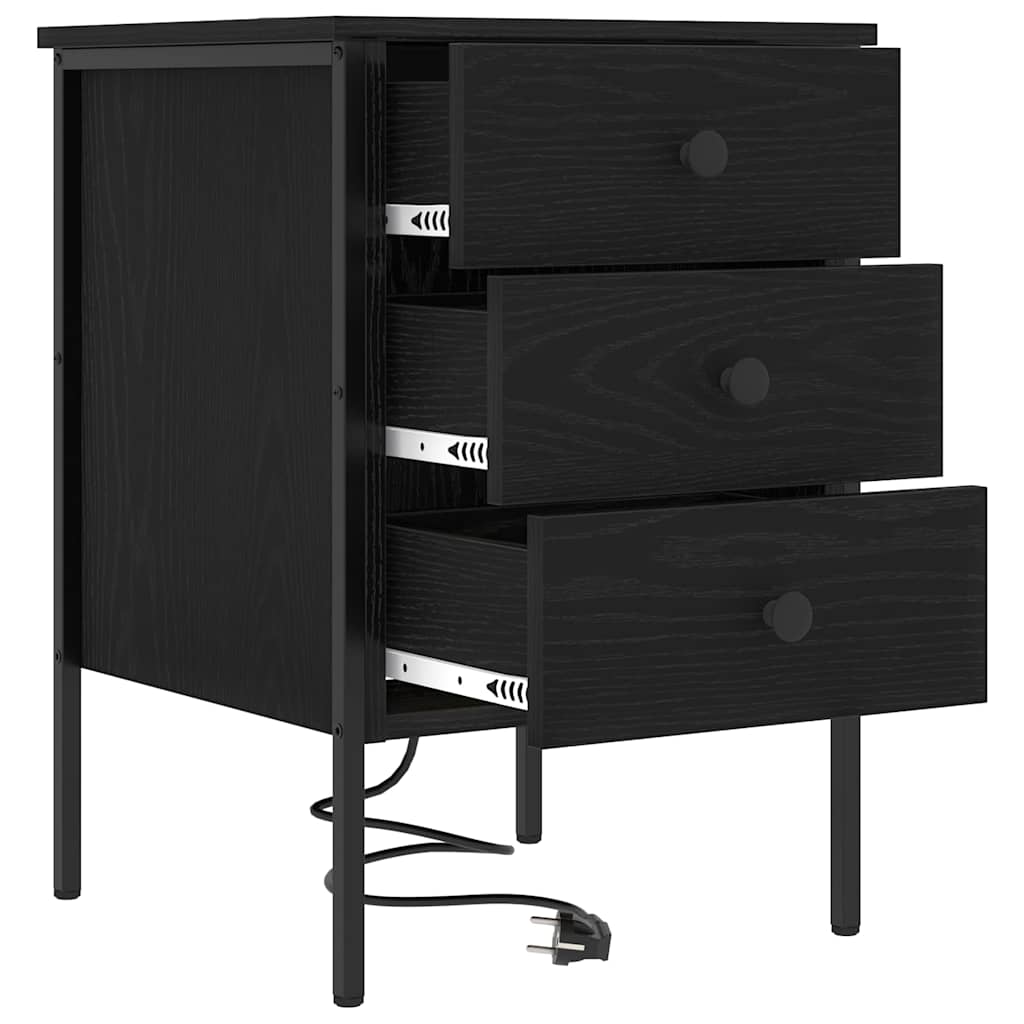 Armadio da Notte Rovere Nero 42 x 41 x 61 cm Legno multistrato | homemem39