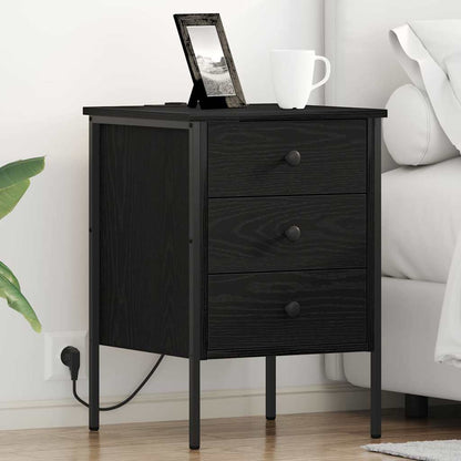 Armadio da Notte con cassetto 2 pcs Rovere Nero 42 x 41 x 61 cm