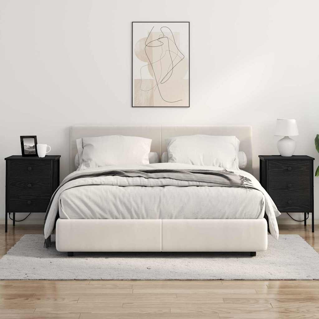 Armadio da Notte con cassetto 2 pcs Rovere Nero 42 x 41 x 61 cm | homemem39