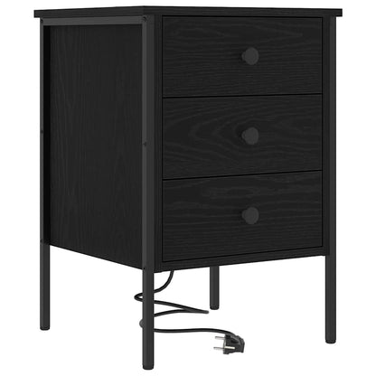 Armadio da Notte con cassetto 2 pcs Rovere Nero 42 x 41 x 61 cm