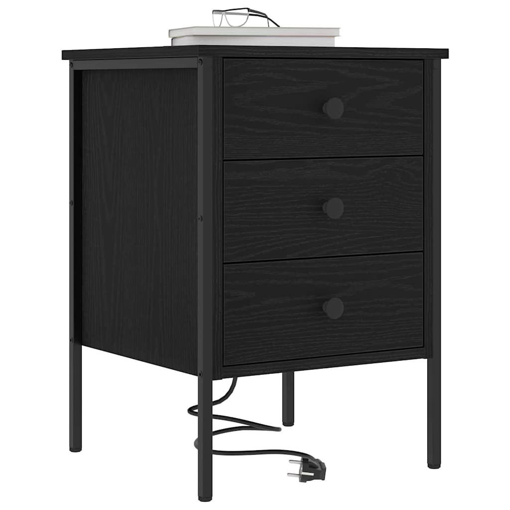 Armadio da Notte con cassetto 2 pcs Rovere Nero 42 x 41 x 61 cm | homemem39