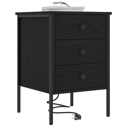 Armadio da Notte con cassetto 2 pcs Rovere Nero 42 x 41 x 61 cm