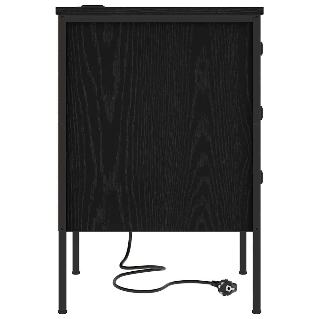 Armadio da Notte con cassetto 2 pcs Rovere Nero 42 x 41 x 61 cm | homemem39
