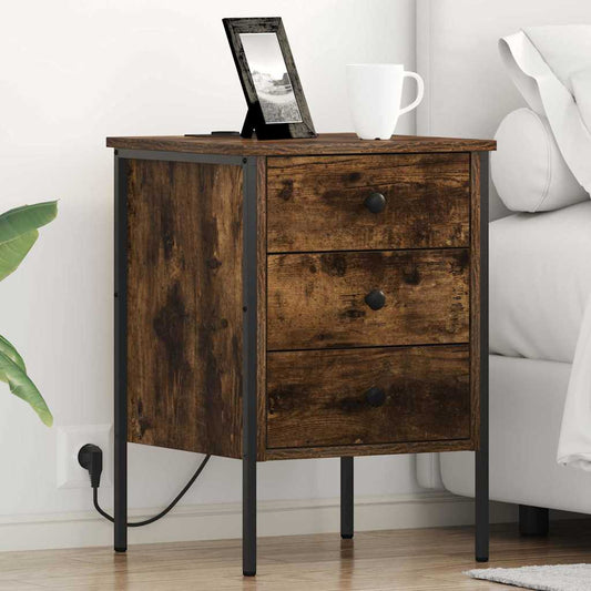 Armadio da Notte con cassetto 2 pcs Rovere fumé 42 x 41 x 61 cm