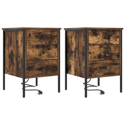 Armadio da Notte con cassetto 2 pcs Rovere fumé 42 x 41 x 61 cm