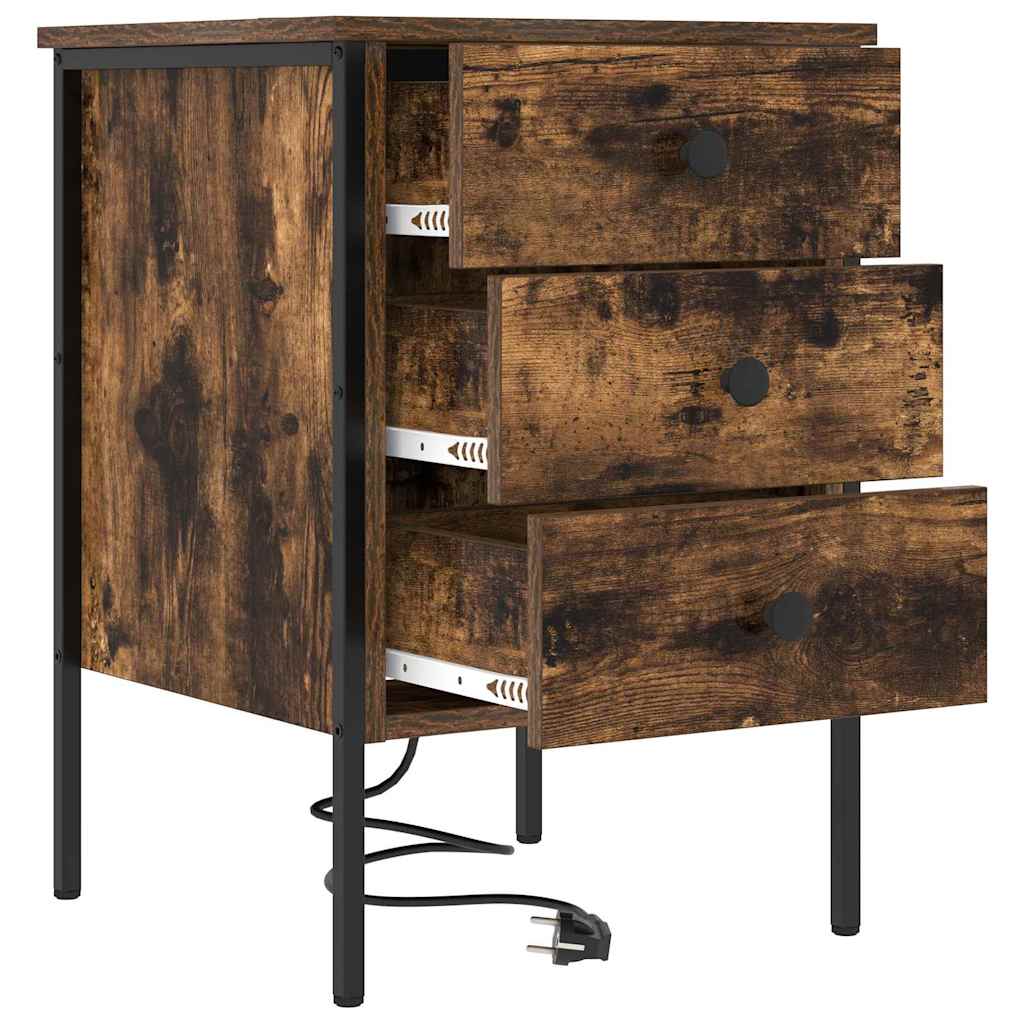 Armadio da Notte con cassetto 2 pcs Rovere fumé 42 x 41 x 61 cm | homemem39