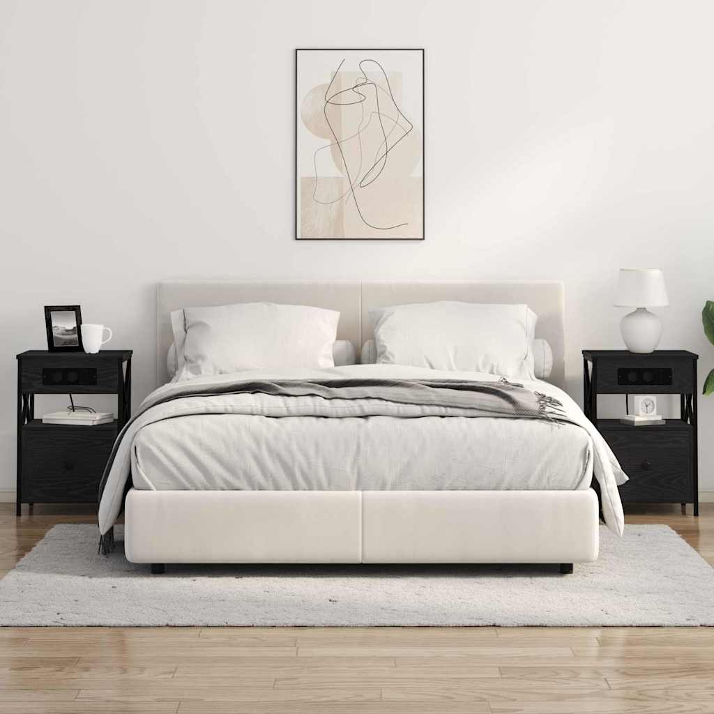 Armadio da Notte Rovere Nero 40 x 31 x 60 cm Legno multistrato
