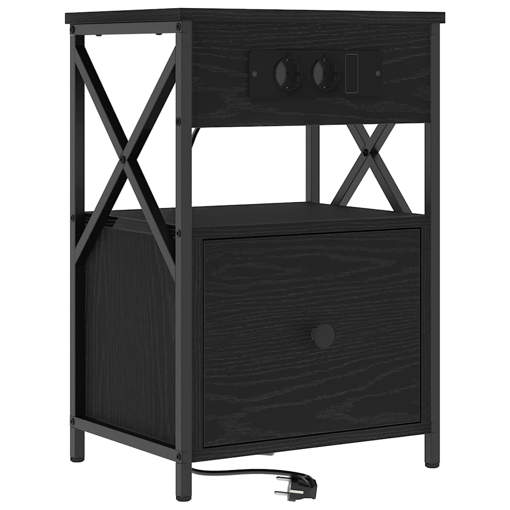 Armadio da Notte Rovere Nero 40 x 31 x 60 cm Legno multistrato