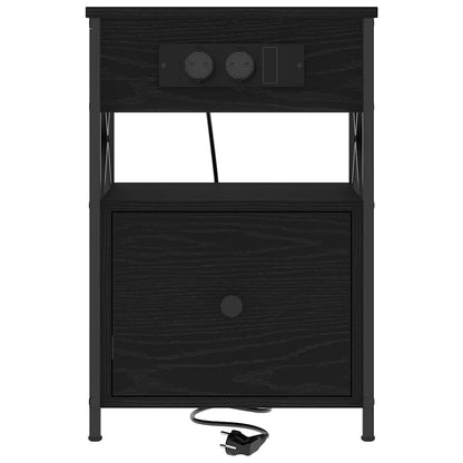 Armadio da Notte Rovere Nero 40 x 31 x 60 cm Legno multistrato