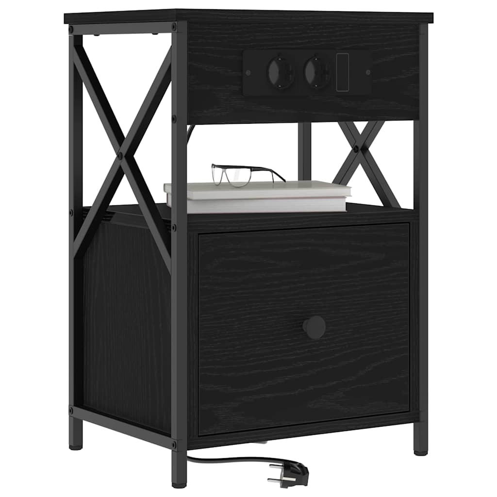 Armadio da Notte Rovere Nero 40 x 31 x 60 cm Legno multistrato