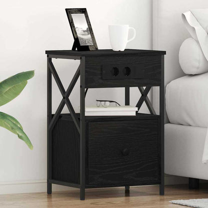 Armadio da Notte con cassetto 2 pcs Rovere Nero 40 x 31 x 60 cm