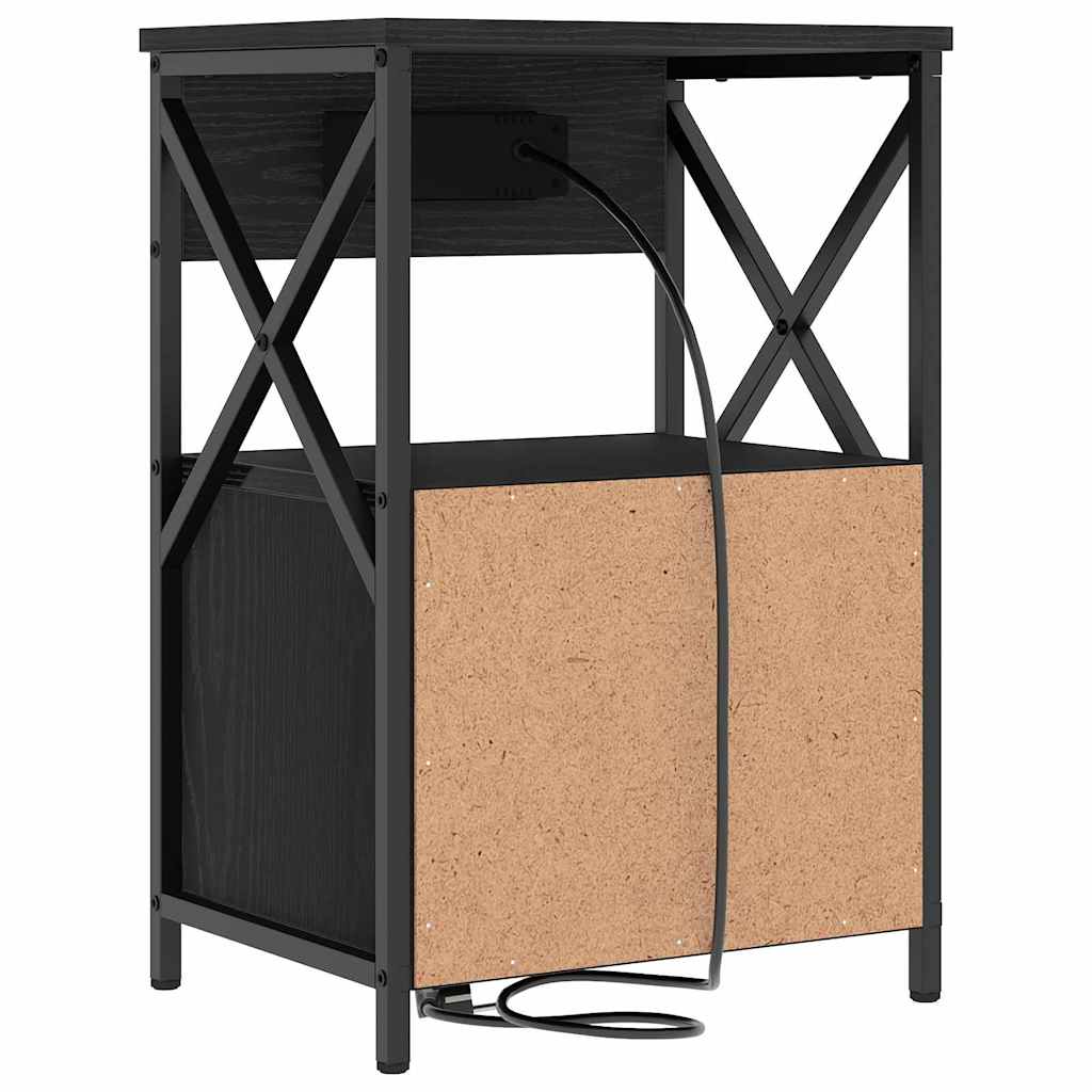 Armadio da Notte con cassetto 2 pcs Rovere Nero 40 x 31 x 60 cm | homemem39