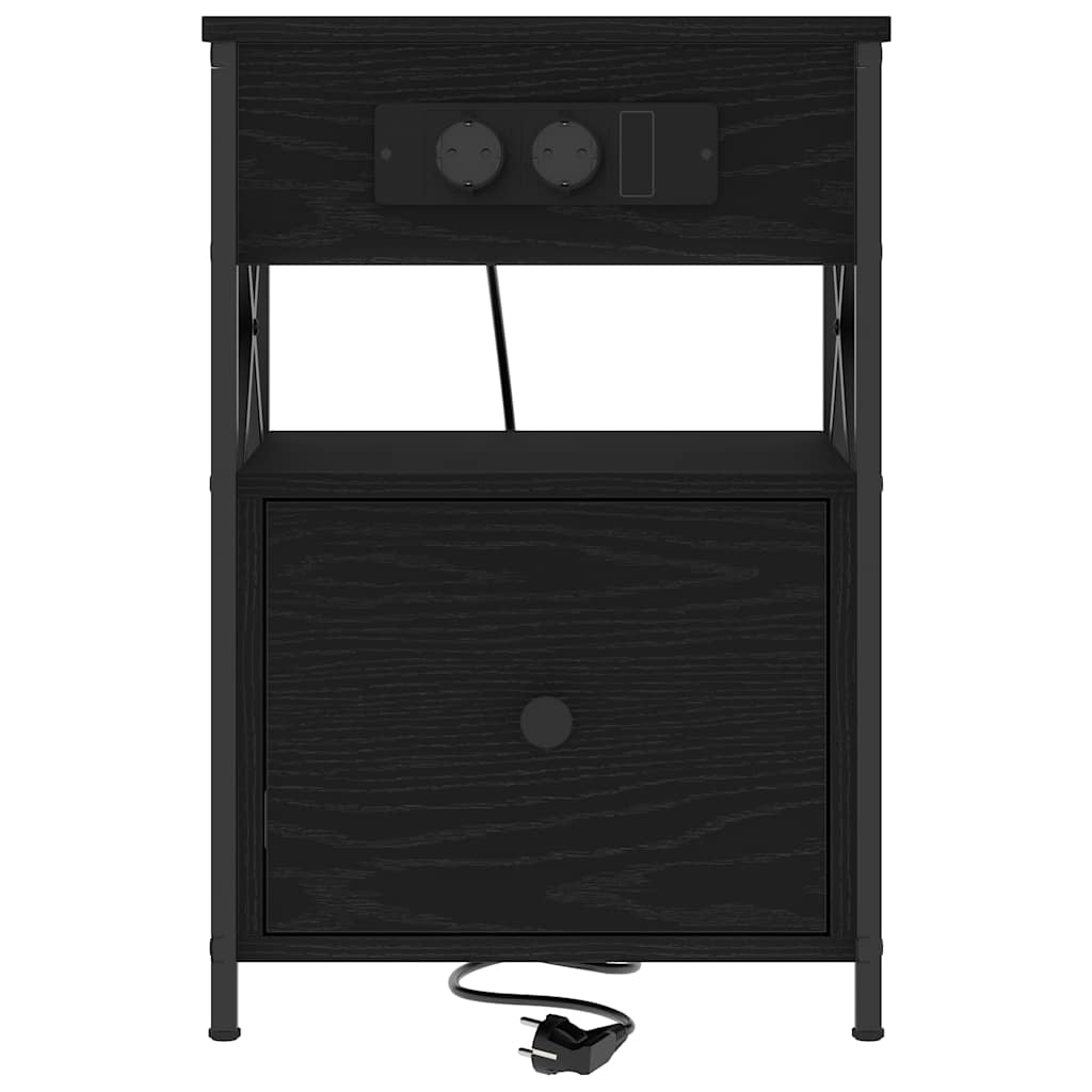 Armadio da Notte con cassetto 2 pcs Rovere Nero 40 x 31 x 60 cm | homemem39