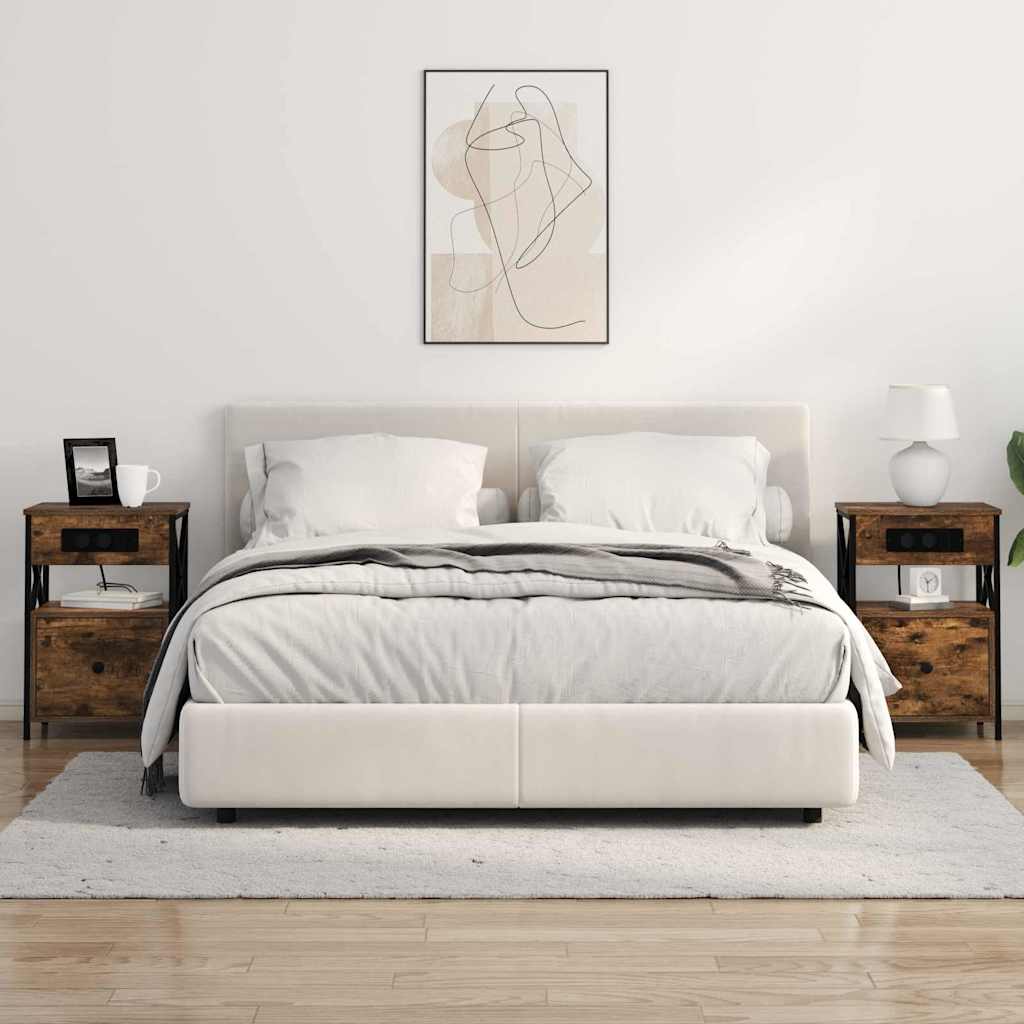 Armadio da Notte con cassetto 2 pcs Rovere fumé 40 x 31 x 60 cm | homemem39