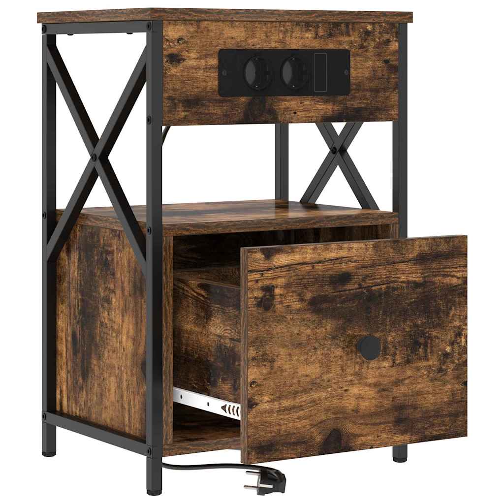 Armadio da Notte con cassetto 2 pcs Rovere fumé 40 x 31 x 60 cm | homemem39