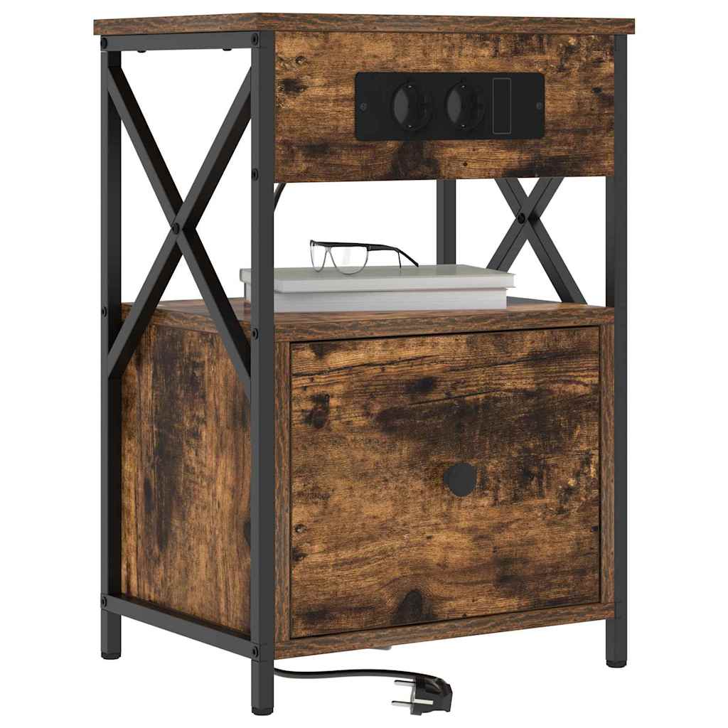 Armadio da Notte con cassetto 2 pcs Rovere fumé 40 x 31 x 60 cm | homemem39