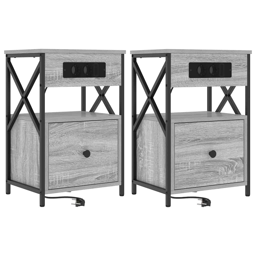 Armadio da Notte 2 pcs Grigio Sonoma 40 x 31 x 60 cm | homemem39