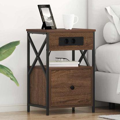 Armadio da Notte con cassetto Rovere Marrone 40 x 31 x 60 cm