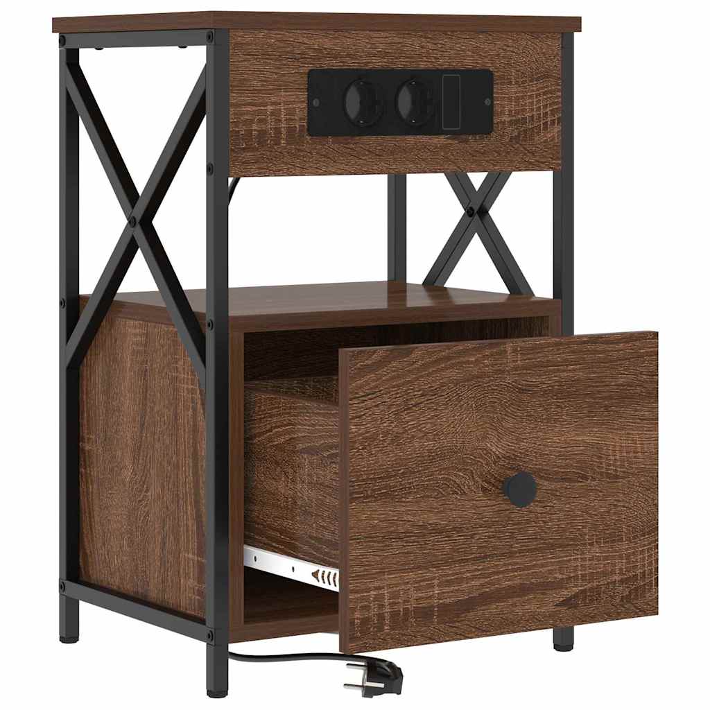 Armadio da Notte con cassetto Rovere Marrone 40 x 31 x 60 cm