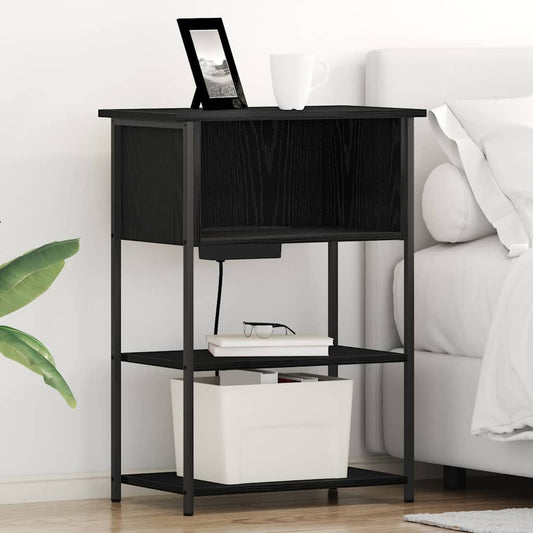 Armadio da Notte Rovere Nero 55 x 31 x 76 cm Legno multistrato | homemem39