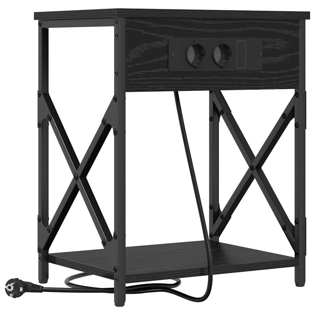 Armadio da Notte Rovere Nero 41 x 31 x 51 cm Legno multistrato | homemem39
