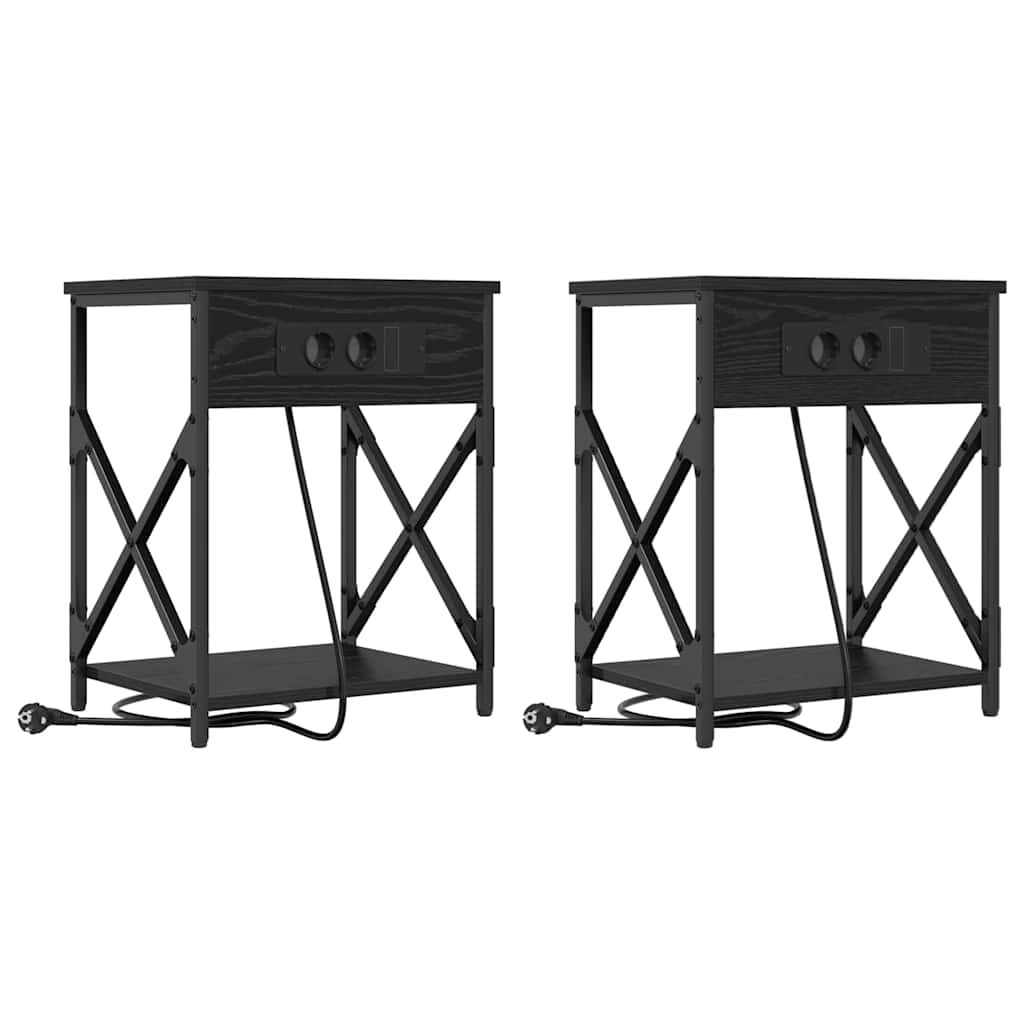 Armadio da Notte 2 pcs Rovere Nero 41 x 31 x 51 cm | homemem39