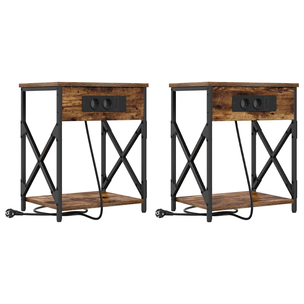 Armadio da Notte 2 pcs Rovere fumé 41 x 31 x 51 cm | homemem39