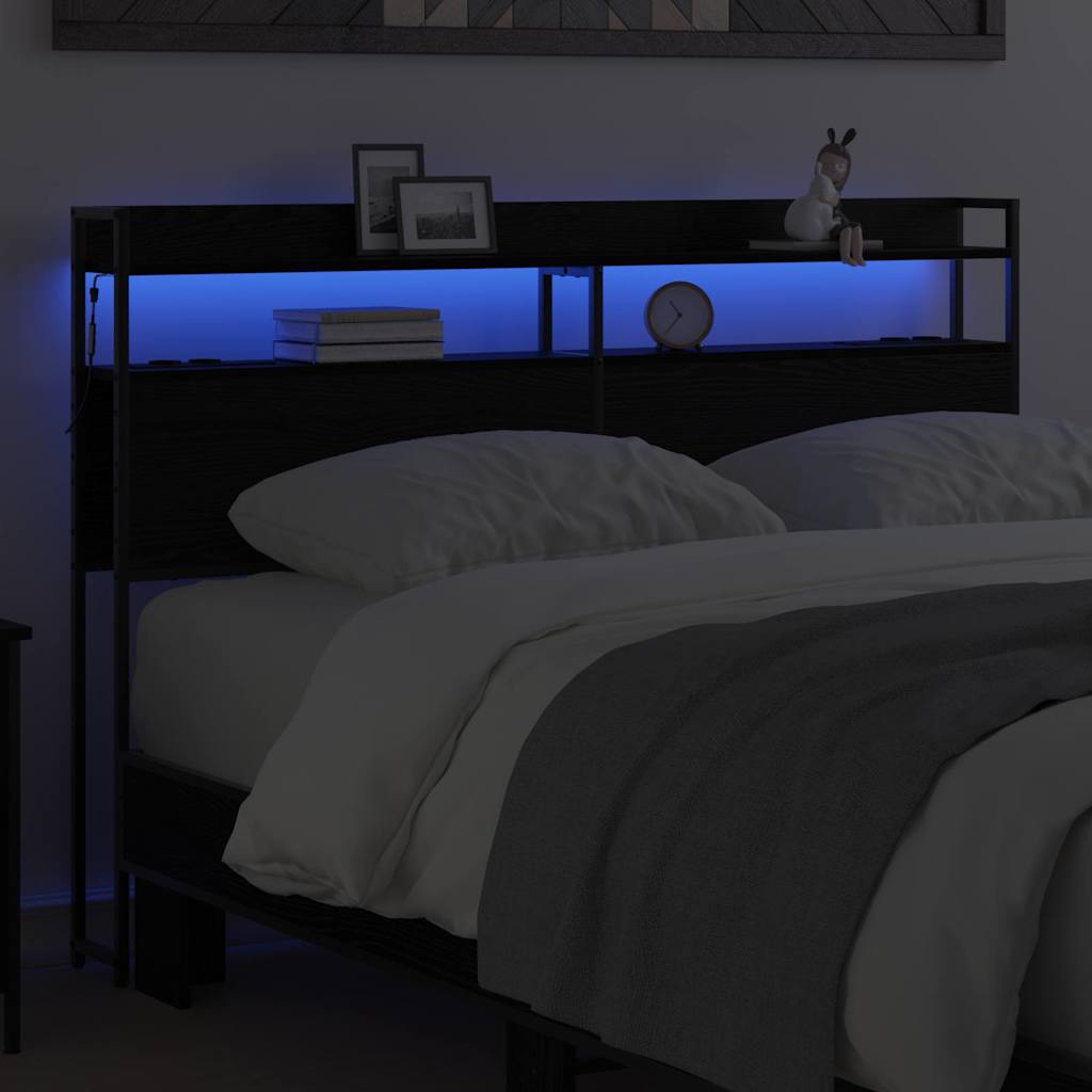 Testata contenitore con testiera Rovere nero 140,5 x 15 x 98 cm