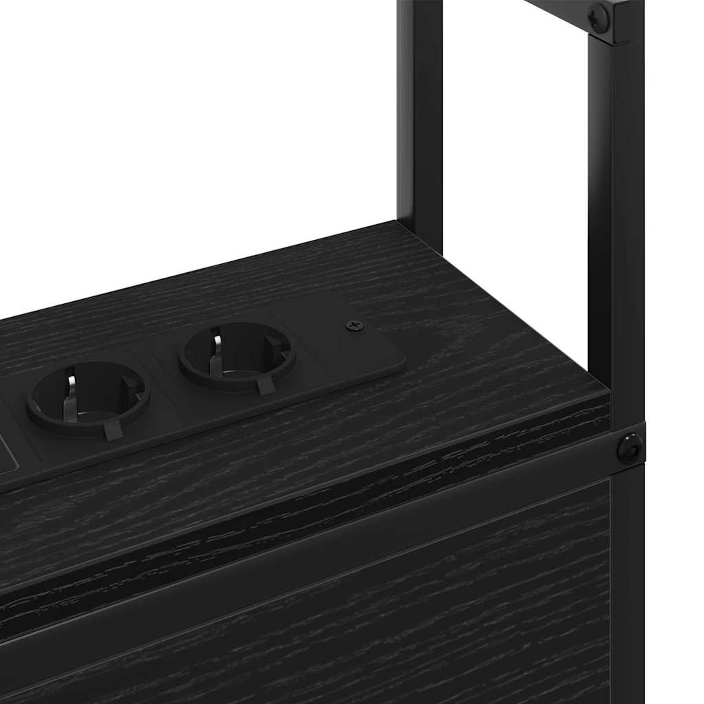 Testiera con Stazione di Carica e Storage Rovere nero 75 cm