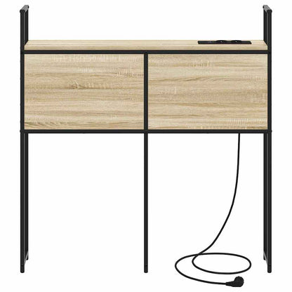 Testiera con Stazione di Carica e Storage rovere sonoma 80 cm