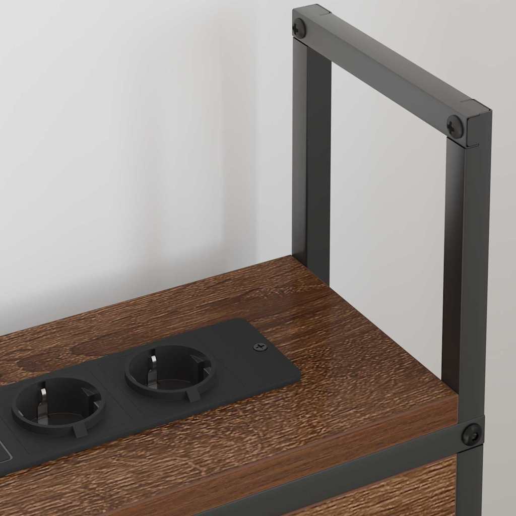 Testiera con Stazione di Carica e Storage Rovere marrone 90 cm