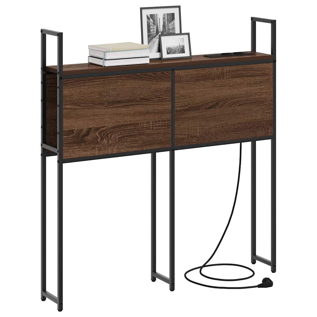 Testiera con Stazione di Carica e Storage Rovere marrone 100 cm