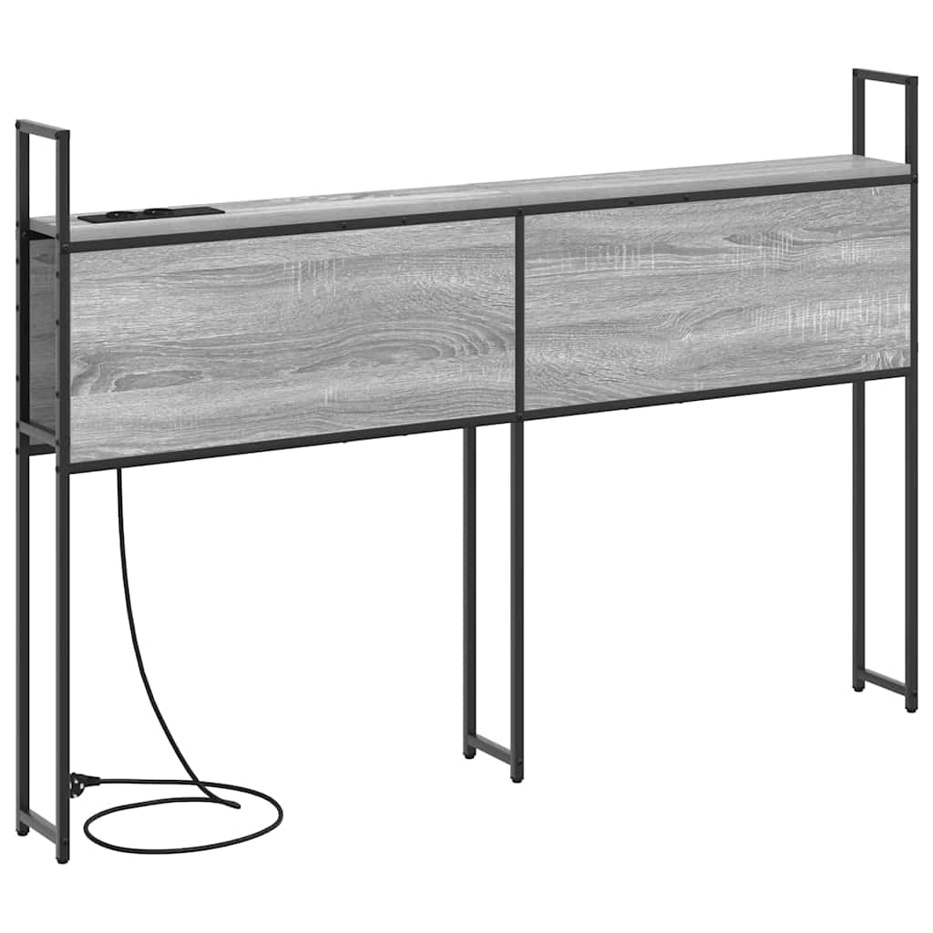 Testiera con Stazione di Carica e Storage Grigio sonoma 120 cm