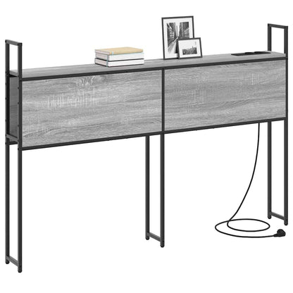 Testiera con Stazione di Carica e Storage Grigio sonoma 120 cm