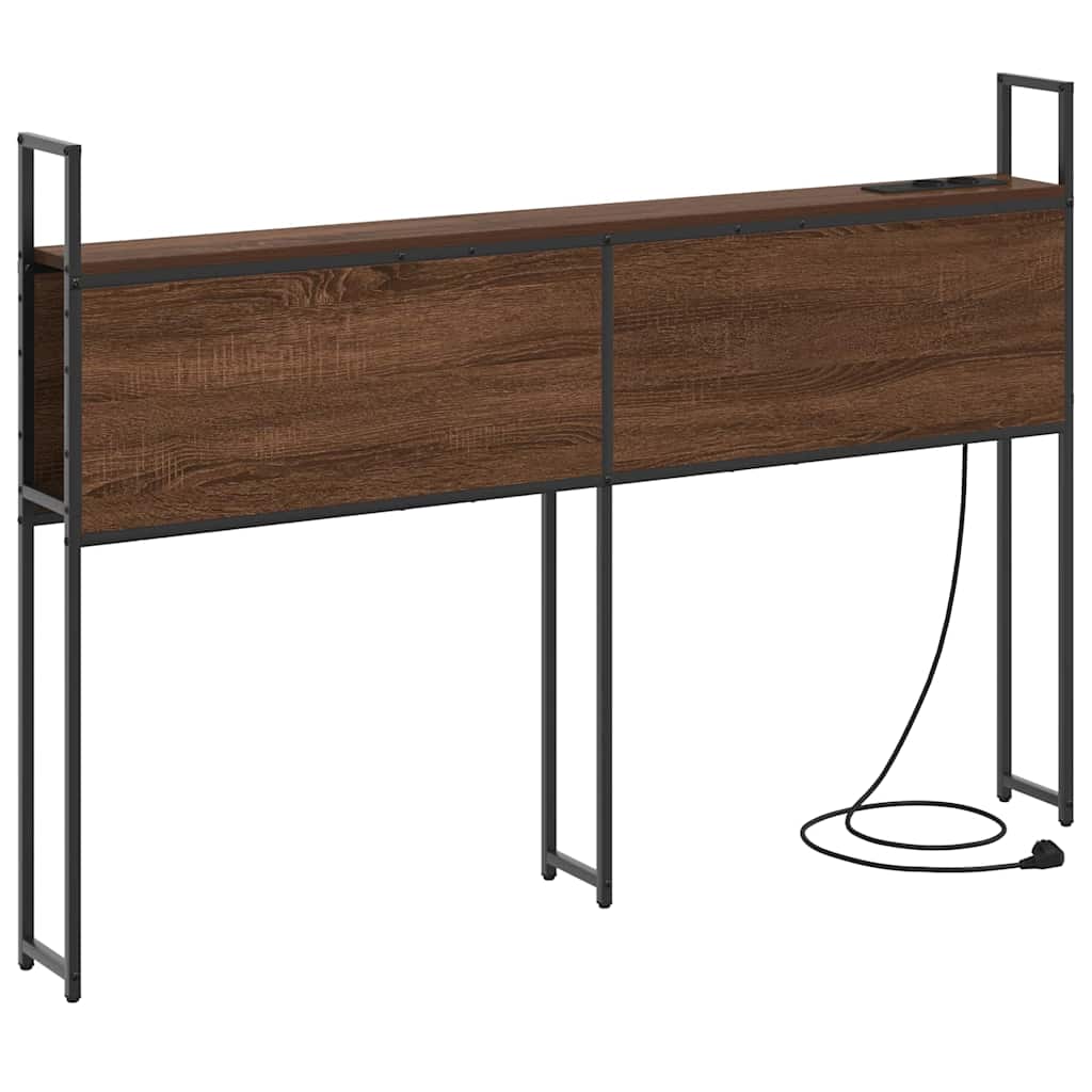 Testiera con Stazione di Carica e Storage Rovere marrone 120 cm
