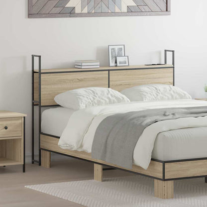 Testiera con Stazione di Carica e Storage rovere sonoma 135 cm