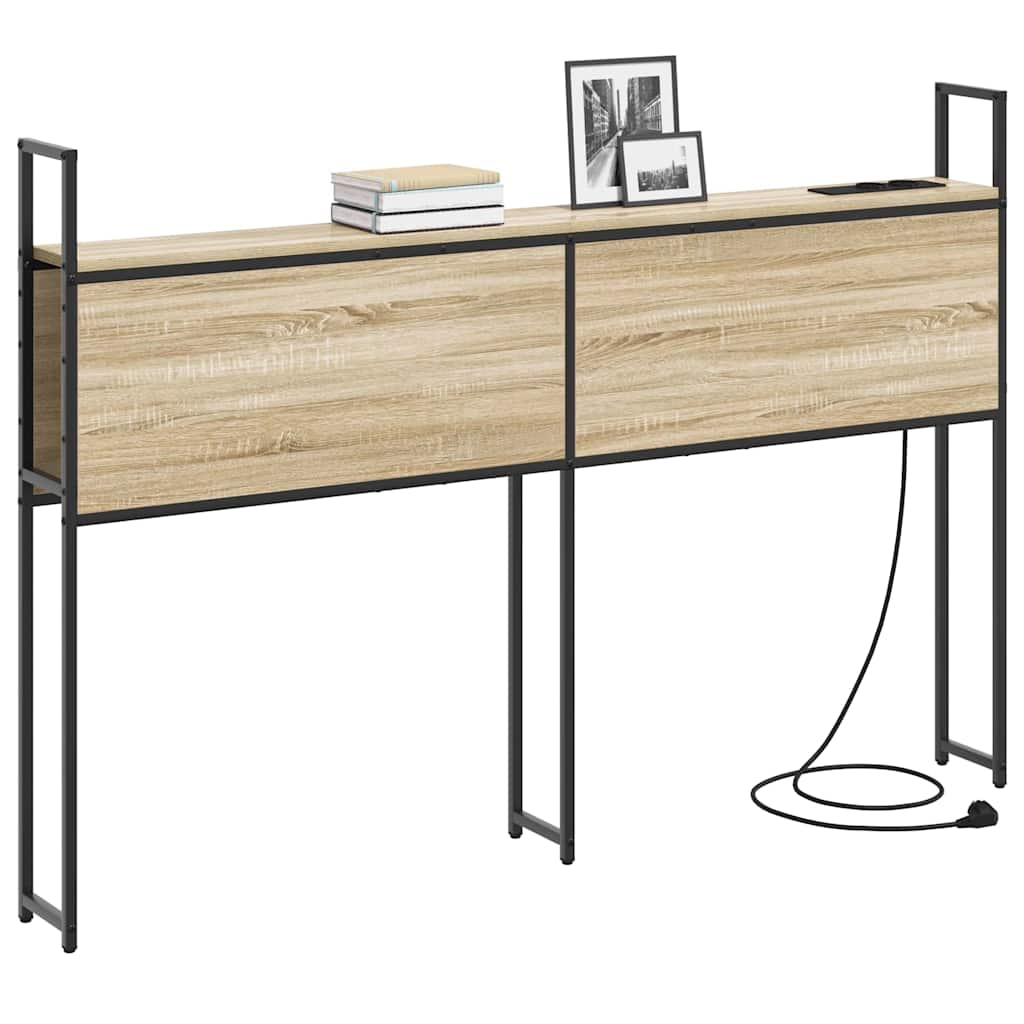 Testiera con Stazione di Carica e Storage rovere sonoma 135 cm