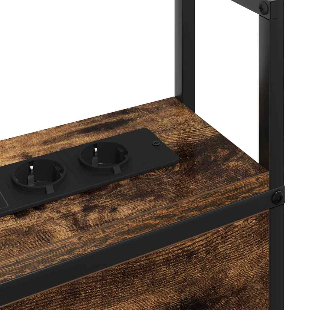 Testiera con Stazione di Carica e Storage Rovere fumo 135 cm