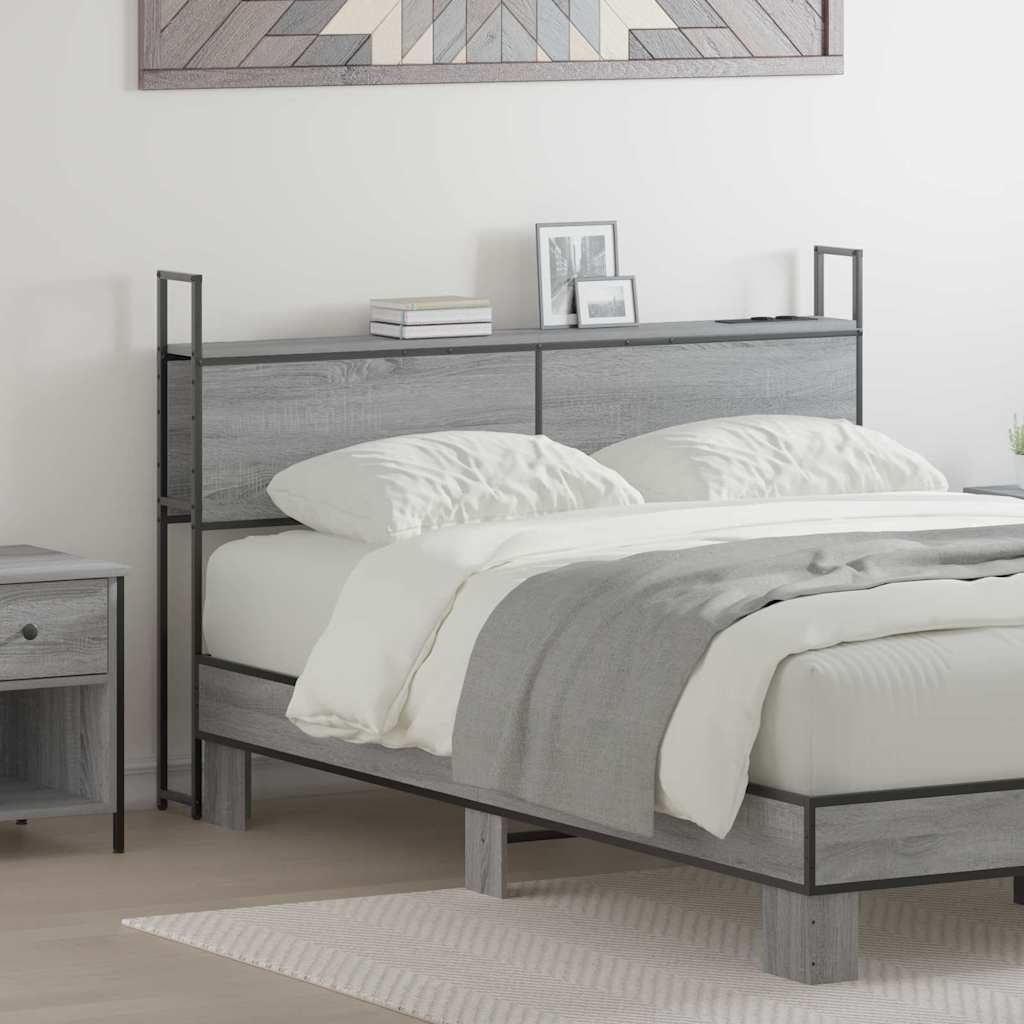 Testiera con Stazione di Carica e Storage Grigio sonoma