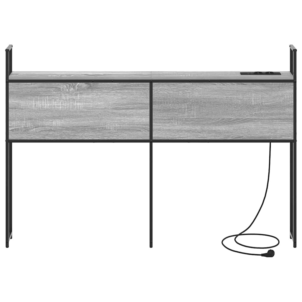 Testiera con Stazione di Carica e Storage Grigio sonoma 135 cm