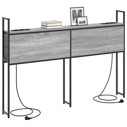 Testiera con Stazione di Carica e Storage Grigio sonoma 140 cm