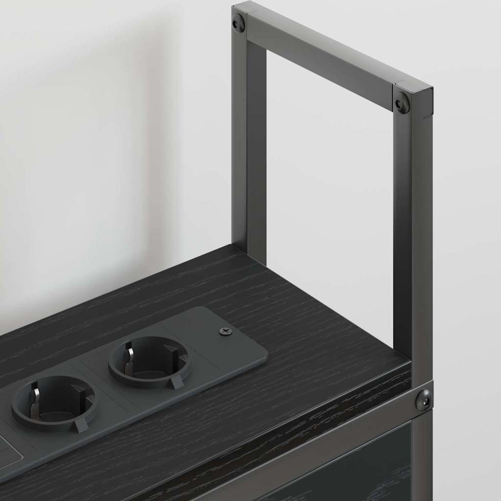 Testiera con Stazione di Carica e Storage Rovere nero 150 cm