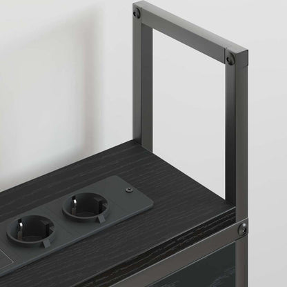 Testiera con Stazione di Carica e Storage Rovere nero 160 cm