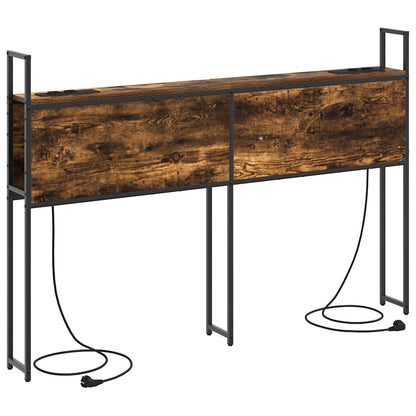 Testiera con Stazione di Carica e Storage Rovere fumo 160 cm