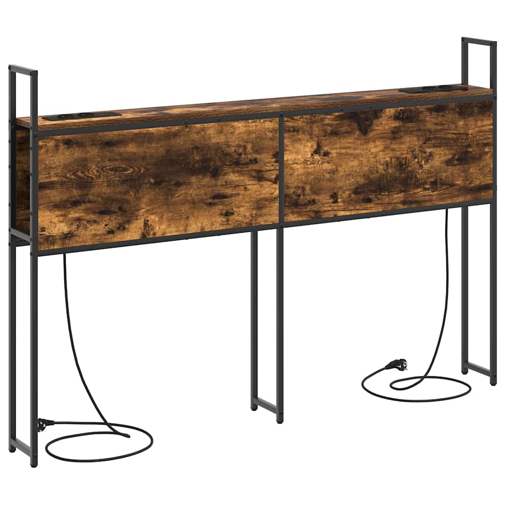 Testiera con Stazione di Carica e Storage Rovere fumo 160 cm