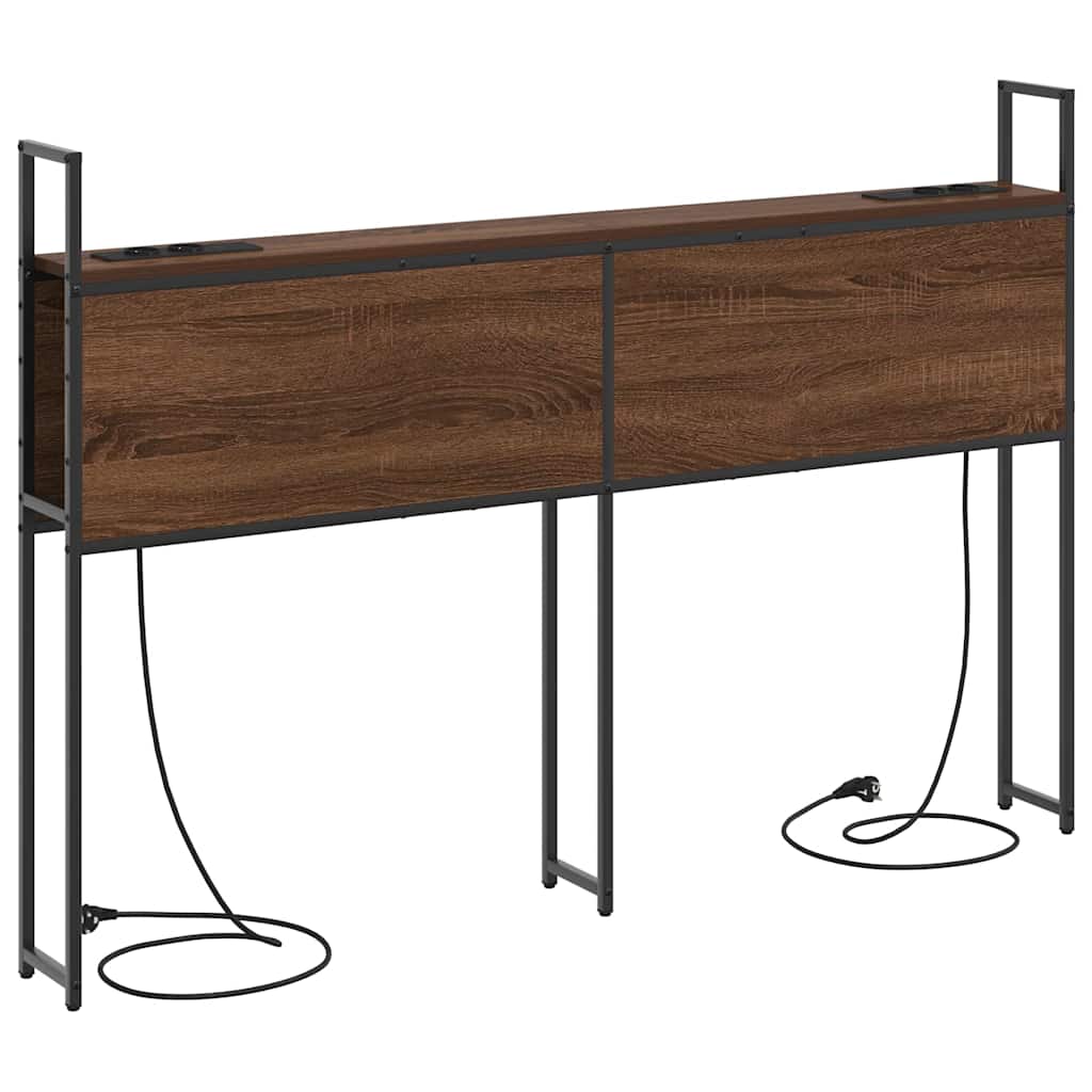 Testiera con Stazione di Carica e Storage Rovere marrone 160 cm