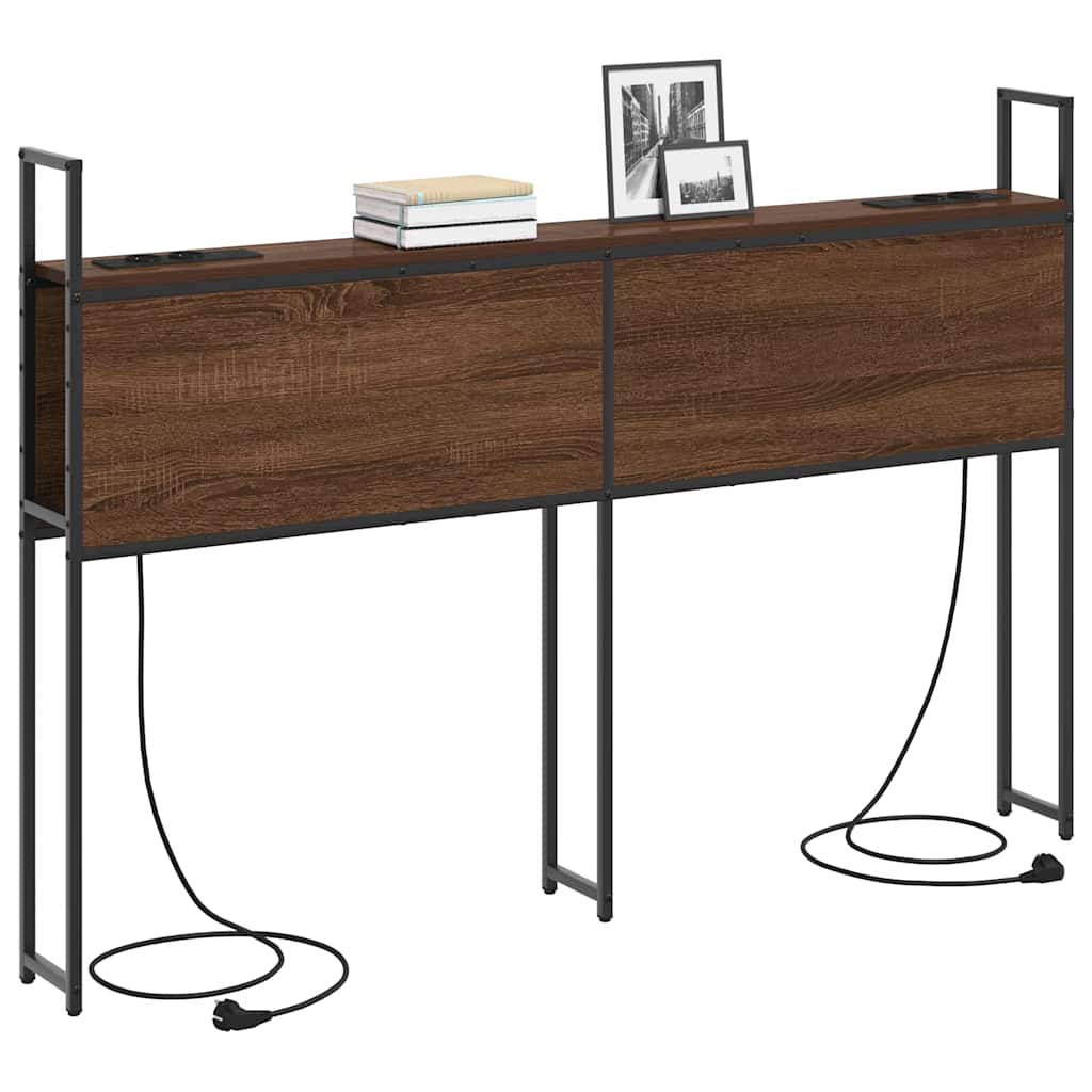 Testiera con Stazione di Carica e Storage Rovere marrone 160 cm