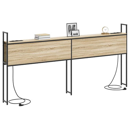 Testiera con Stazione di Carica e Storage rovere sonoma 180 cm