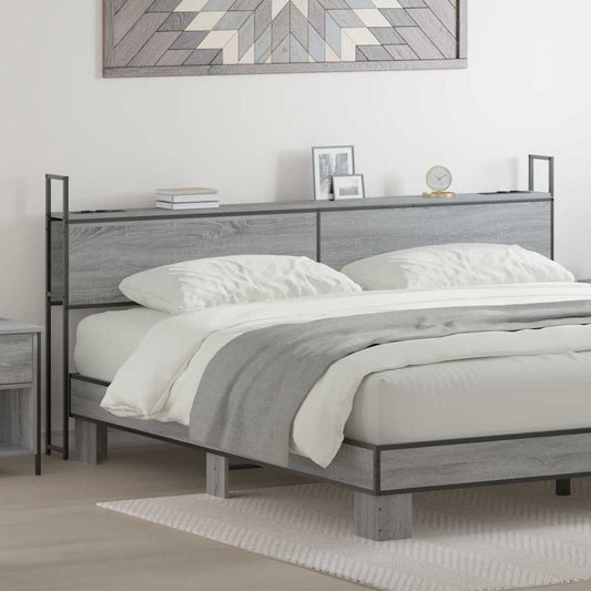 Testiera con Stazione di Carica e Storage Grigio sonoma 180 cm